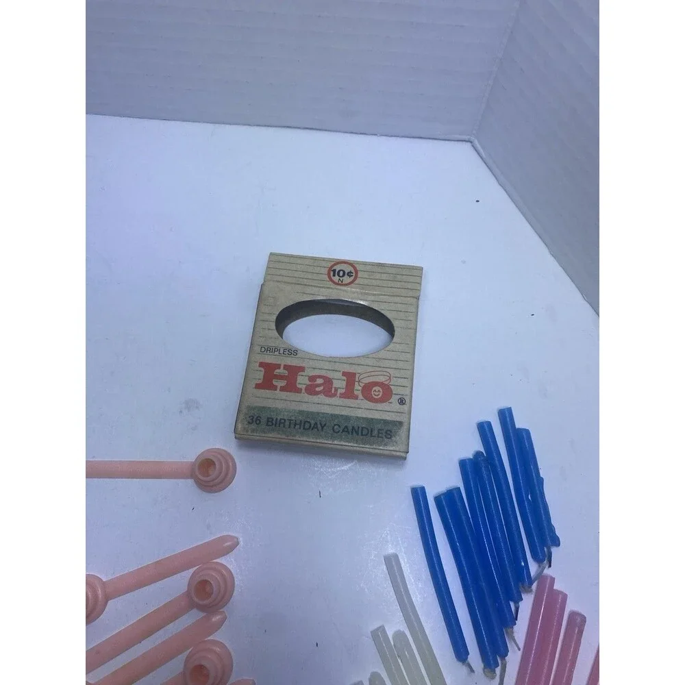 32 Vintage Birthday Cake Plastic Flower roses Holders + 26 candles in box